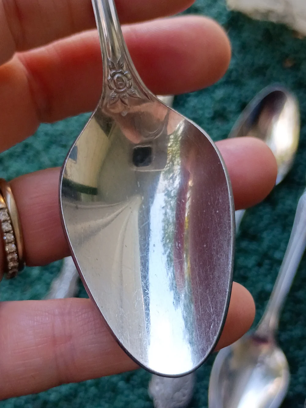 Vtg Set of 6 Teaspoons Normandy Rose Patterned Stainless Steel Flatware Japan